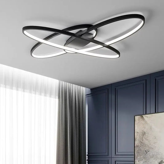 KOMORE Minimalistic Unique Oval LED Semi-Flush Ceiling Light, 76 W Cool White for Office, Living Room, Bedroom, Kitchen, Hallway