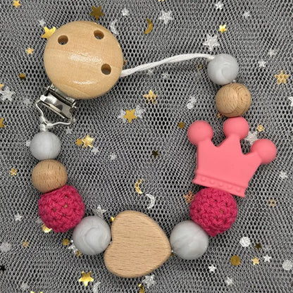NEW Custom Name Wooden Personalized Baby Pacifier Chain Beech Bead Dummy Nipple Holder Guard Teether Pendant Newborn Mother Gift