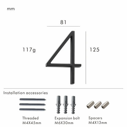 Nurlin 5 inchs 125mm Luxury Address Big House Numbers Modern Gold Black Silver Floating Signage Outdoor Digits Mailbox Sign