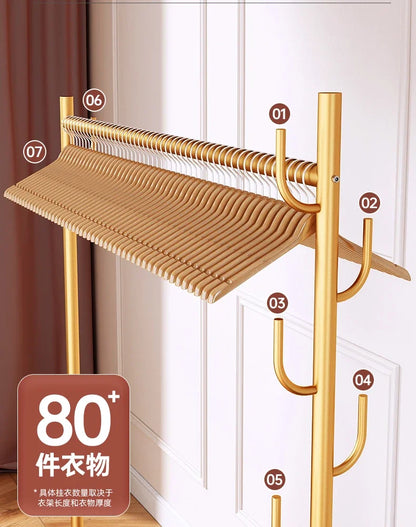 Aesthetic Golden Clothes Rack Metal Balcony Nordic Wheels Clothes Rack Floor Bedroom Burro Ropa Perchero Hallway Furniture