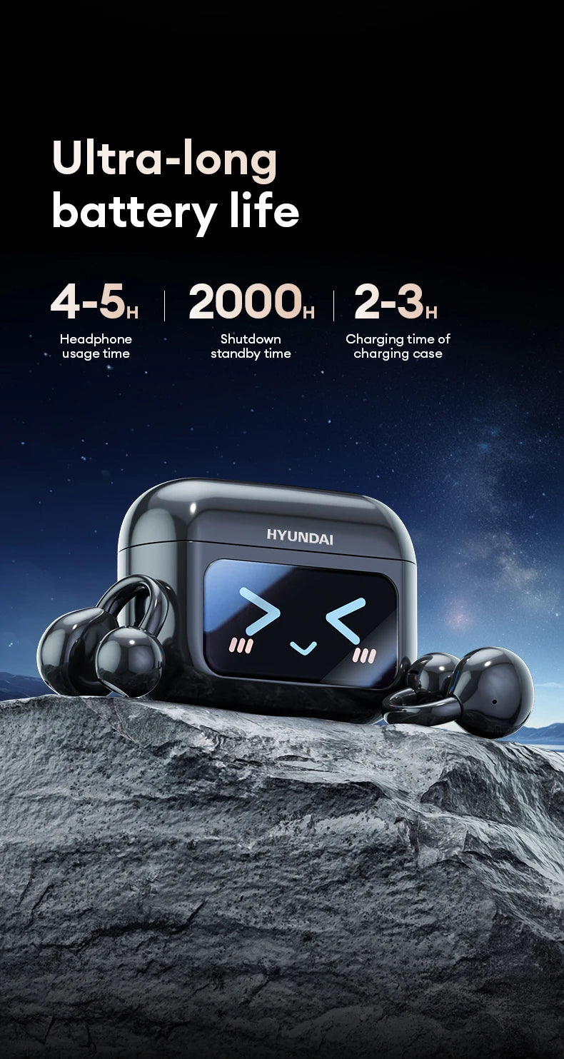 Choice HYUNDAI M100 Open Ear Gaming Earphones Sport Wireless Earbuds TWS Headset Hifi Sound Headphones With Mic For Android IOS