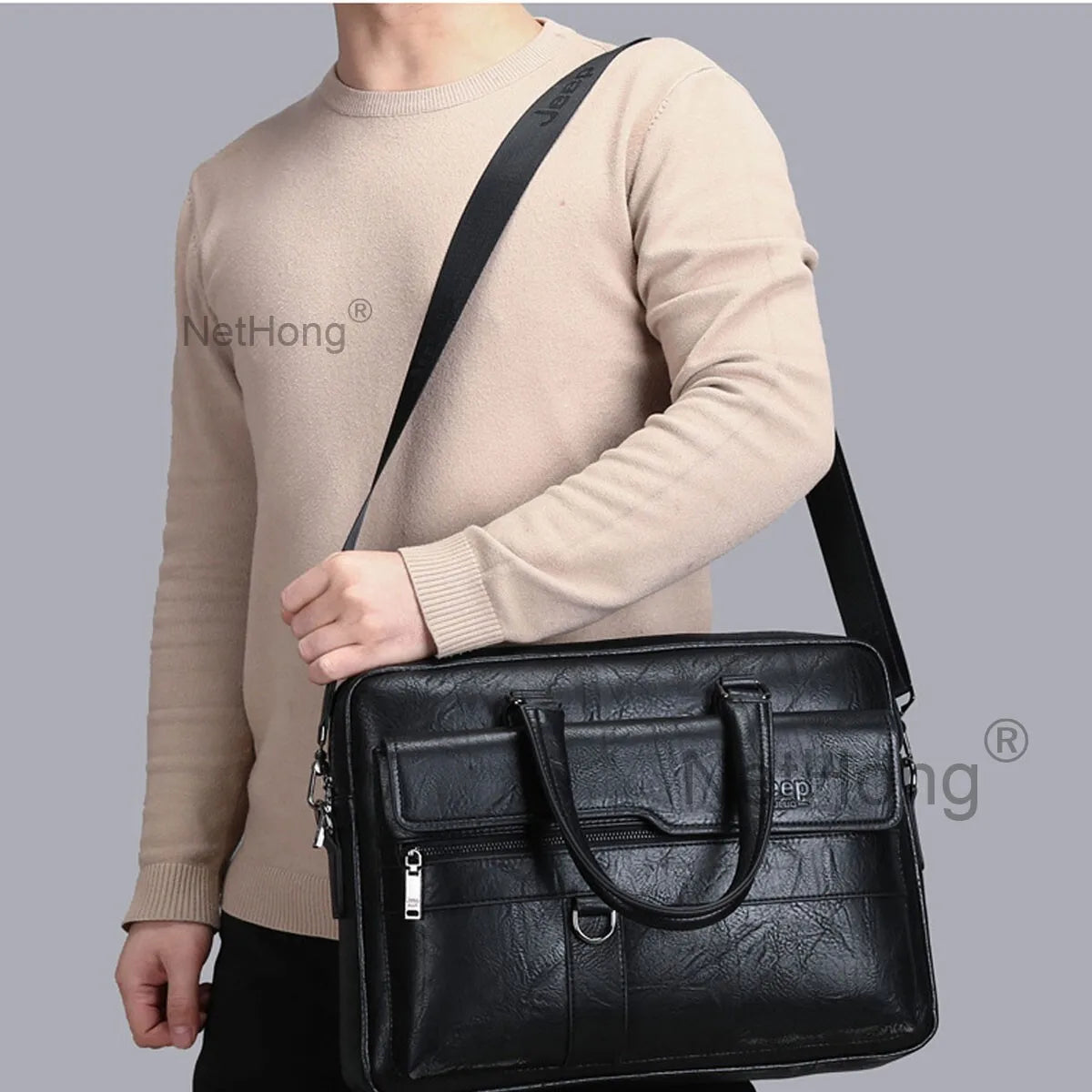 Men's Leather Cross Body Messenger Shoulder Handbag Travel Work Business Bag