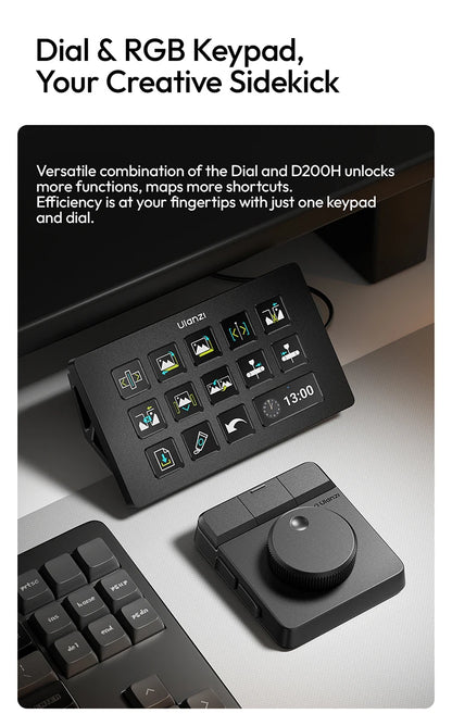 Uianzi D100H Dial Creative Controller Video Editing Assistant for Youtube Tiktok PR PS Support Bluetooth Key Production Console
