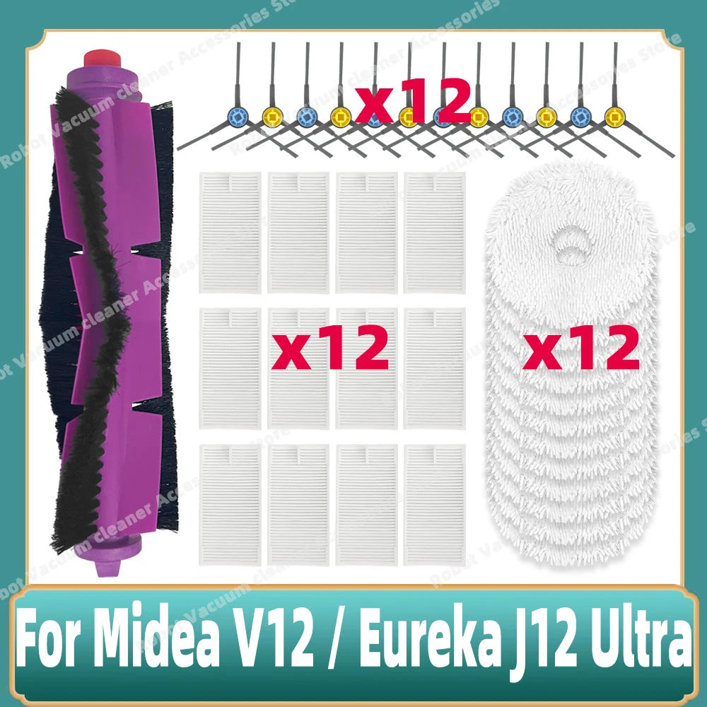 Compatible For 미디어 Midea V12 / Eureka J12 Ultra Main Side Brush Mop Cloth Filter Dust Bag Accessories Spare Replacement Parts