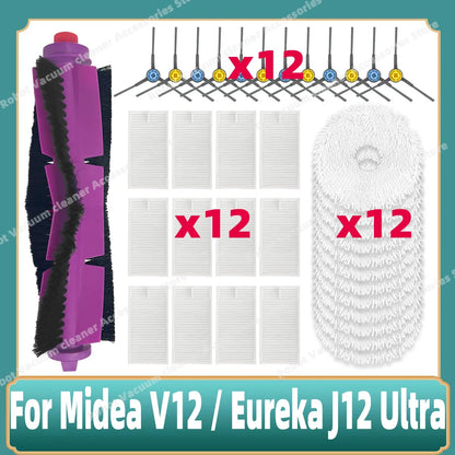 Compatible For 미디어 Midea V12 / Eureka J12 Ultra Main Side Brush Mop Cloth Filter Dust Bag Accessories Spare Replacement Parts