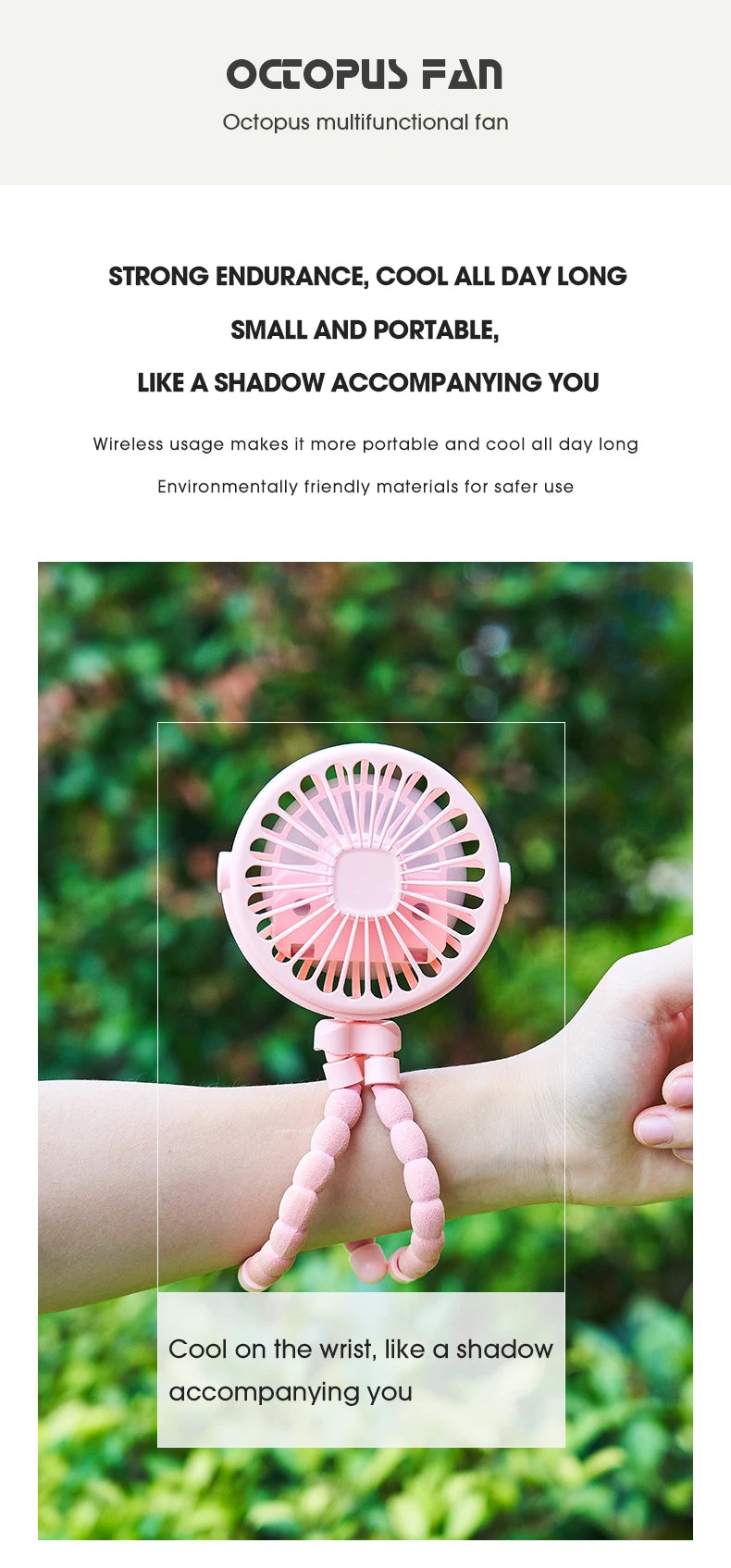HOMEFISH Portable Baby Stroller Fan Oscillating Clip-on Mini Fan USB Battery Operated with Flexible Tripod for Pram Car Seat