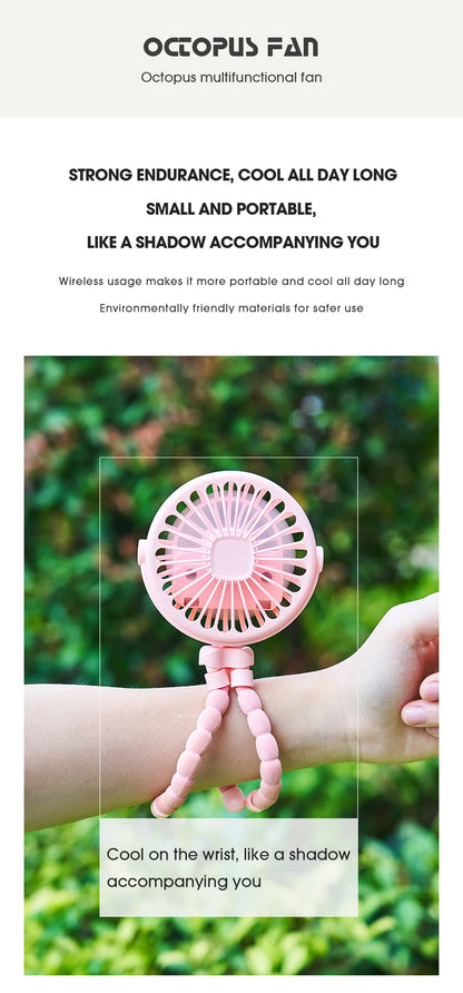 HOMEFISH Portable Baby Stroller Fan Oscillating Clip-on Mini Fan USB Battery Operated with Flexible Tripod for Pram Car Seat