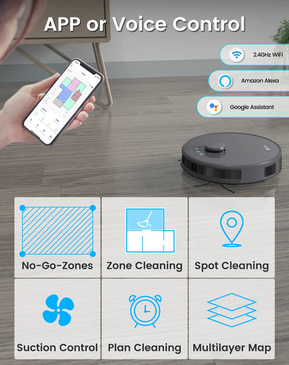 Lefant M1 Robot Vacuum Cleaner with mopping 4000Pa Suction, Lidar Navigation,WiFi/App/Alexa, Ideal for Pet Hair,Carpet