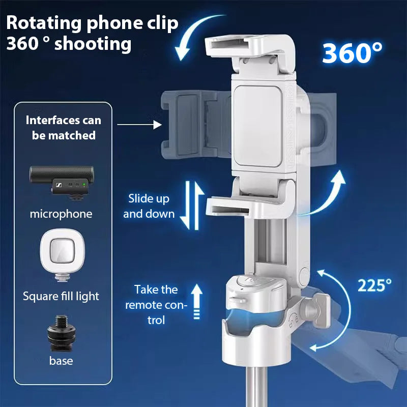 2025 New Bluetooth Selfie Stick Ultra-mini Universal Foldable Travel Portable Floor Mobile Phone Quadrupod 360 Degrees Rotation