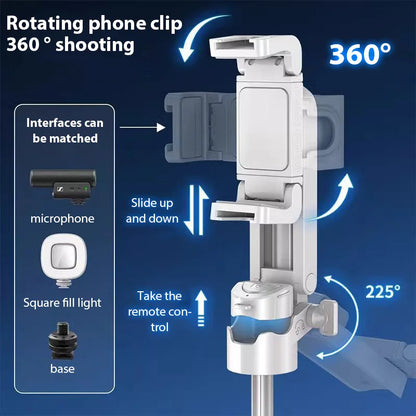 2025 New Bluetooth Selfie Stick Ultra-mini Universal Foldable Travel Portable Floor Mobile Phone Quadrupod 360 Degrees Rotation