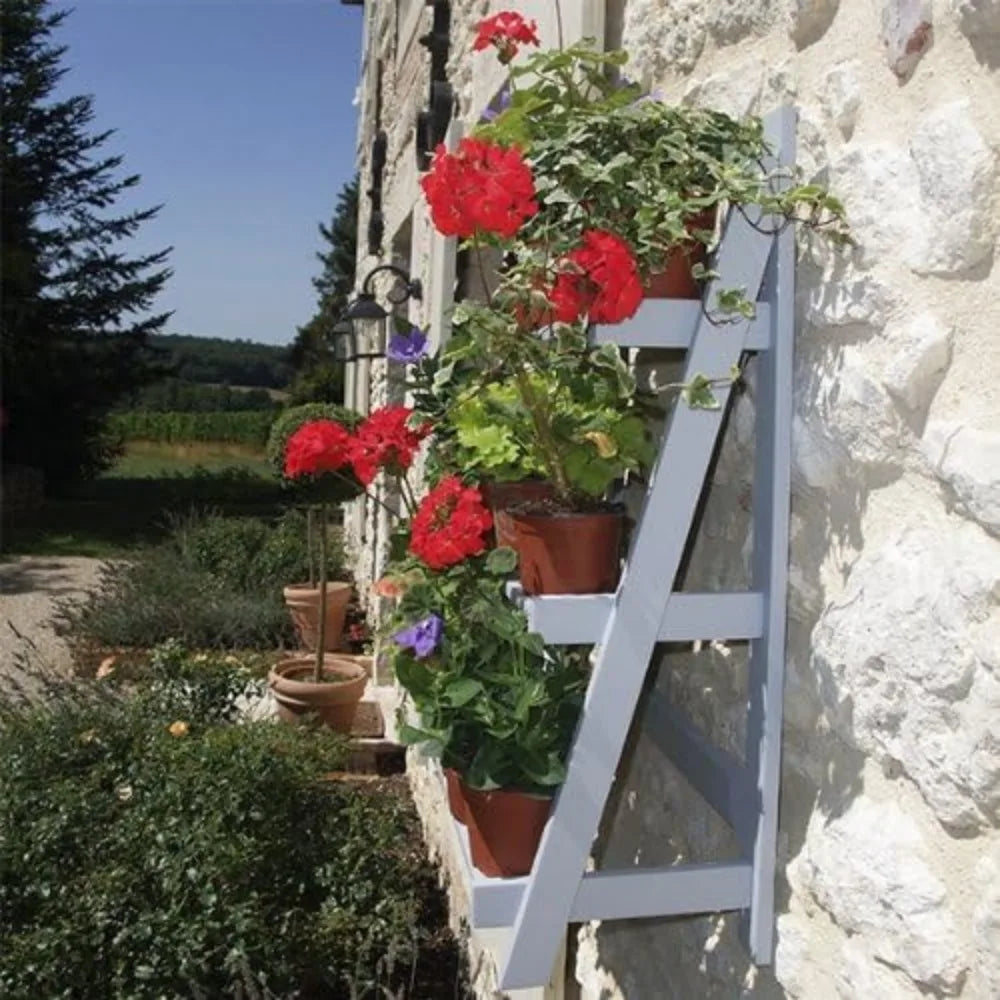 Three Tiered Flower Display Stand Decorative Shelving for Garden Moving Florist Bouquet Shelf Painted Garden Plant Theatre