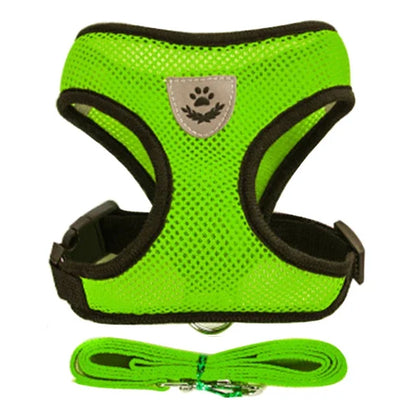 Premium Adjustable Cat & Dog Harness Vest with Leash - Breathable Mesh Pet Walking Collar for Small to Medium Pets