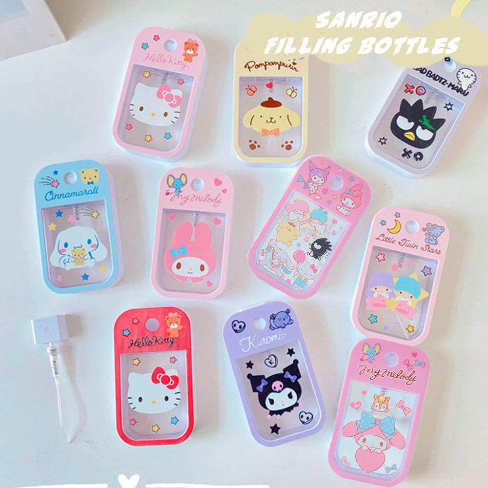 50ML Sanrio Filling Bottle Cute Hello Kitty Cinnamoroll Kuromi Perfume Alcohol Dispenser Refillable Containers Bottle Gifts