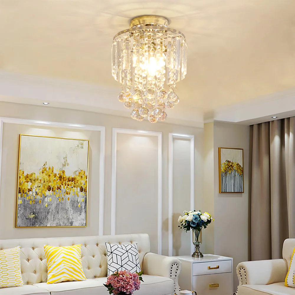 KOMORE Crystal Mount Ceiling Light 23cm /25cm / 30cm Dia for Living Room, Bedroom, Kitchen