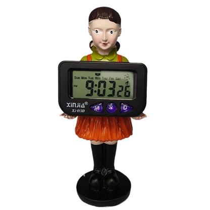 Korean Movie Resin Doll Game Accessories Digital Clock Desktop Decoration Bedroom Electronic Alarm Clock for TV Drama Fans