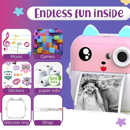 Children 1080P HD Digital Camera Toys Instant Print for Kids Thermal Print Camera Instant Print Photo Video With 32G Memory Card