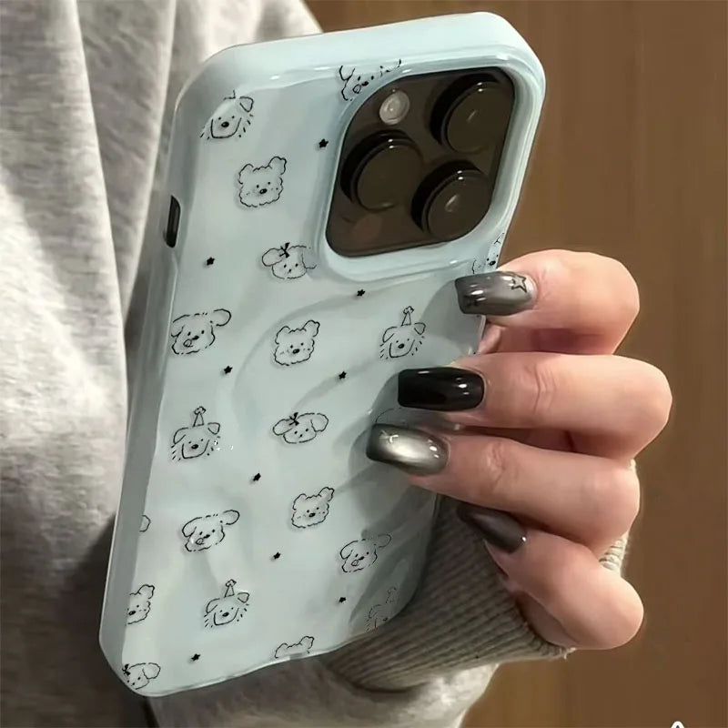 Cute Minimalist Full Puppies Soft Phone Case for iPhone 17 16 Pro Max 15 16 Pro 13 14 12 11 Pro Max Plus 16E 17Air Stylish Cover