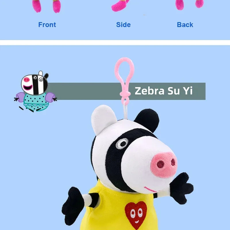19CM Genuine Peppa Pig George Emily Candy Dennie Pedro Stuffed Plush Toys Keyring Animal Doll Pendant Children's Birthday Gifts