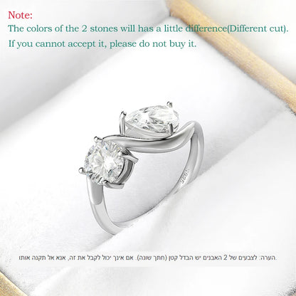 Smyoue 2cttw Certified Moissanite Rings for Women Brilliant Bride Wedding Jewelry 100% 925 Sterling Silver Band Plated 18K Gold