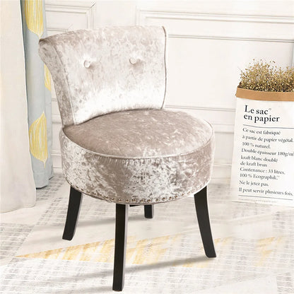 Crushed Velvet Vanity Stool, Dressing Table Chair, Bedroom Makeup Chair with Backrest, 2 Colors