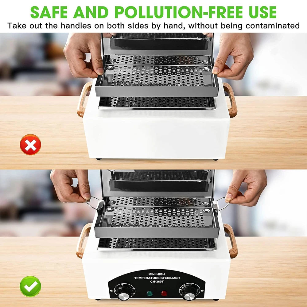 300W Nail Tool High Temperature Cleaning Box 1.5L With Timer Dry Heat Sterilizer For Sundry Beauty Hair Metal Tools With Handle