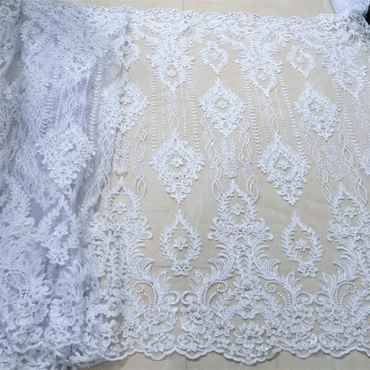 White African Lace Fabric 2025 Embroidered Nigerian Lace Fabric High Quality Cord lace French Tulle Fabric Wedding L-W006A