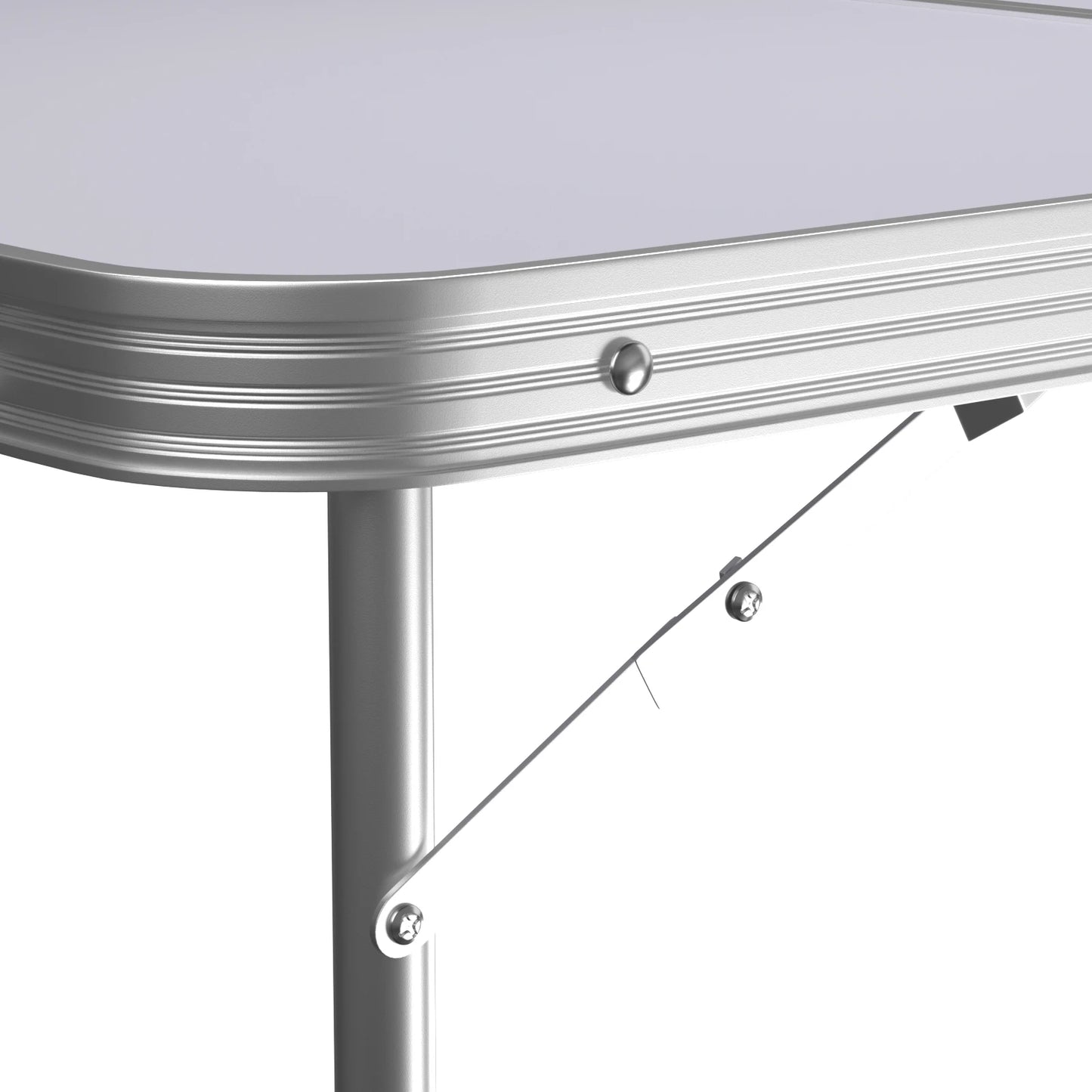 Picnic Folding Table Aluminium Foldable Adjustable Portable White Camping Table with Carrying Handle 90x60x37/67cm