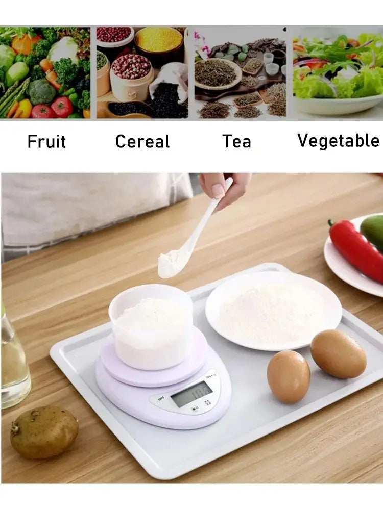 5kg Digital Kitchen Scale - Portable LED Food Weight Scale with 1g Precision for Baking & Cooking