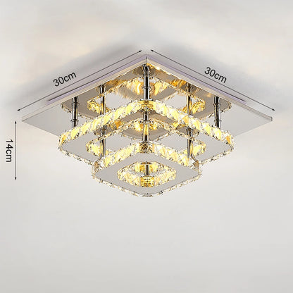 KOMORE Square Multiple-size Glamourous Crystal LED Ceiling Light, Cool White / Stepless Dimming for Office, Living Room, Bedroom