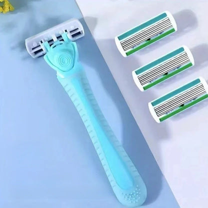 1Handle+18Blade Women's Manual Safety Razor 6Layer Stainless Steel Shaving/Hair Removal Blade Replaceable blade