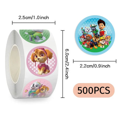 500 Sheets/Roll Paw Patrol Sticker Cartoon Anime Sticker Decoration Kids Album Diary Envelope Sealing Paper Tape Kids Toys