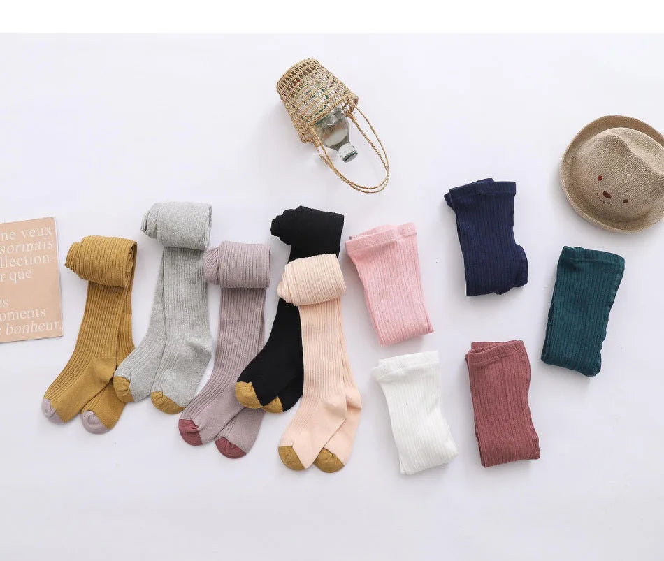 Baby Tights for Girl Spring Autumn Stockings Children Warm Pantyhose Kids Cotton Pants Candy Color Ribbed Girl Trousers 0-8 Year