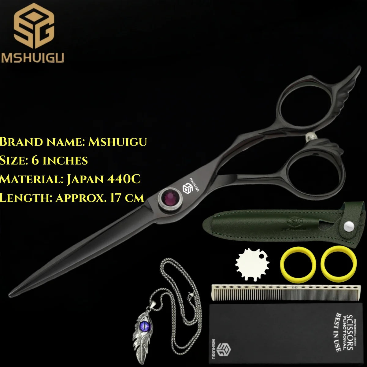 MSHUIGU professional barber Small size scissors 440C 5-5.5-6inch Multifunctional thinning shears Salon Tool Accessories