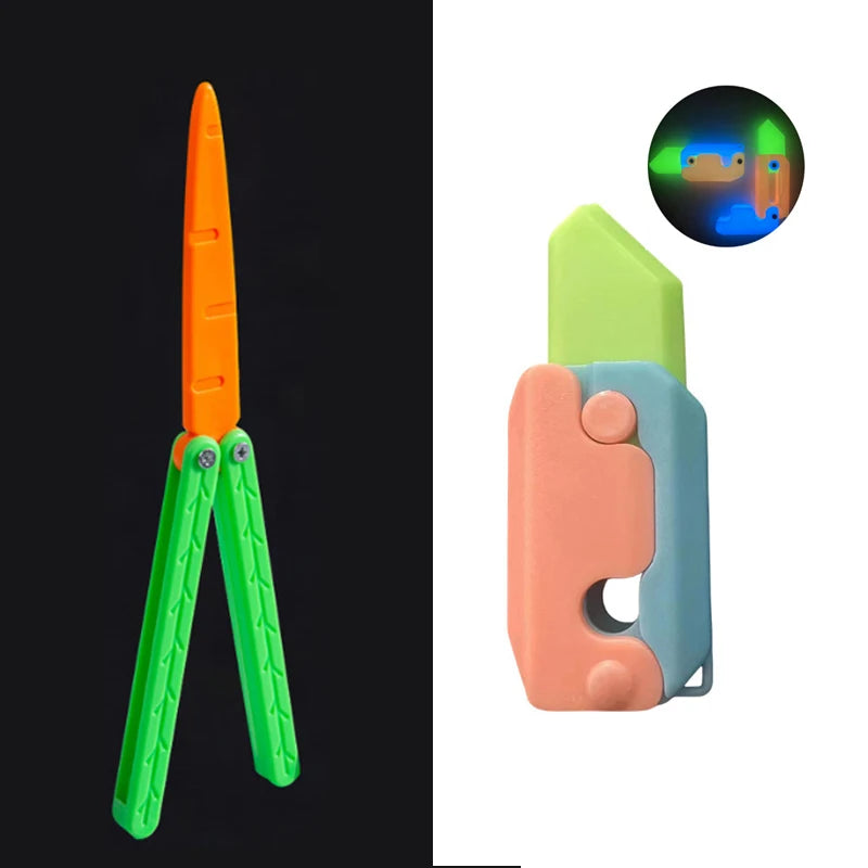 Gravity Folding Claw Knife Radish Knife 3d Printing Gravity Knife Small Radish Knife Push Card Decompression Fidget  Mini Toy