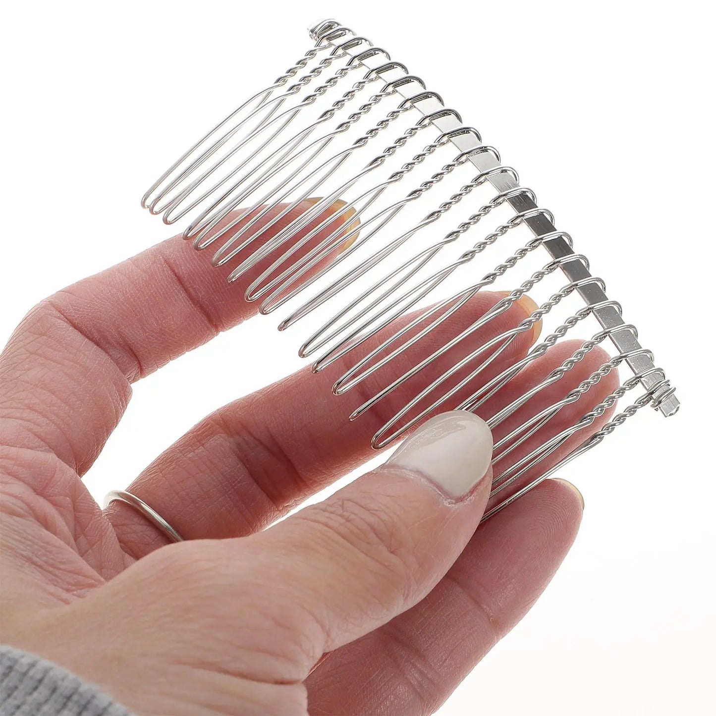 3 Pcs Iron Hair Comb 7 8cm Silver Metal Wire 20 Teeth Bridal Veil Comb Wedding Headdress Craft Hairpiece DIY Accessory For Pins