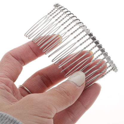 3 Pcs Iron Hair Comb 7 8cm Silver Metal Wire 20 Teeth Bridal Veil Comb Wedding Headdress Craft Hairpiece DIY Accessory For Pins