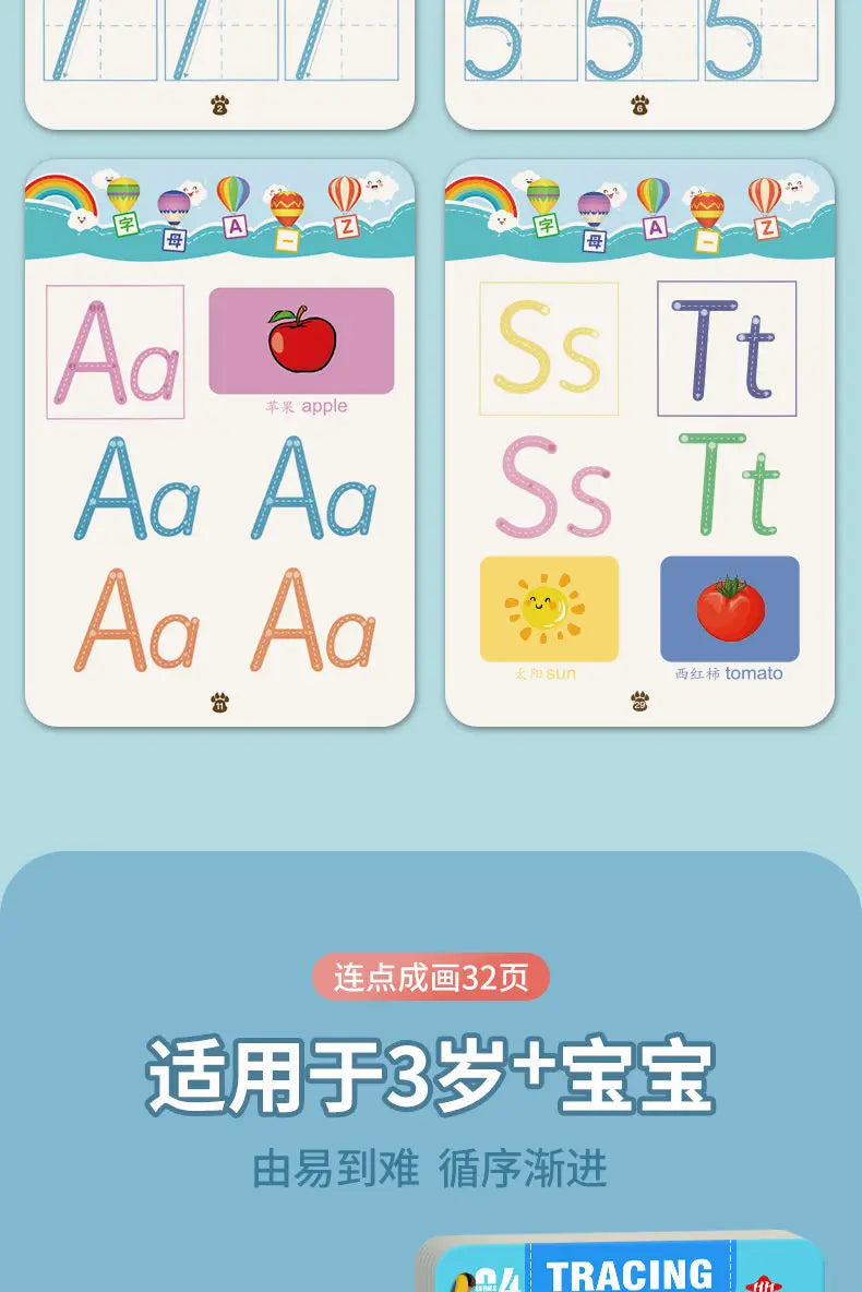 Magical Montessori Tracing Workbook Reusable Pen Control and Tracing Book for Kids Calligraphy and Drawing Educational Toys