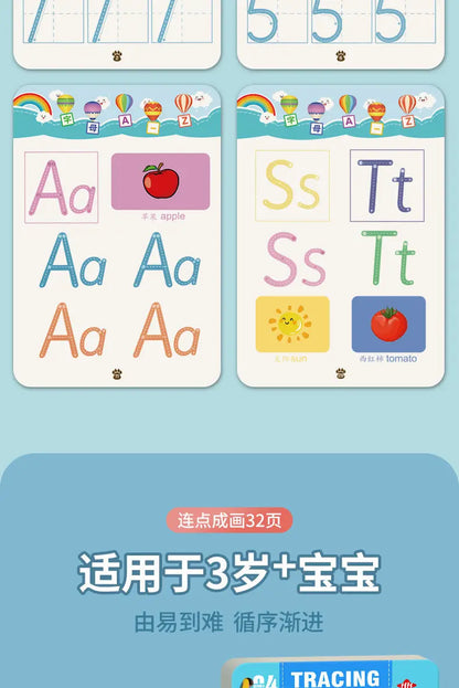 Magical Montessori Tracing Workbook Reusable Pen Control and Tracing Book for Kids Calligraphy and Drawing Educational Toys