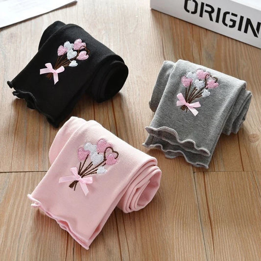 Girls 1-7 Years Old Comfortable Leggings At Home Wear Children'S Spring And Autumn Outdoor Embroidered Kids Daily Casual Pants