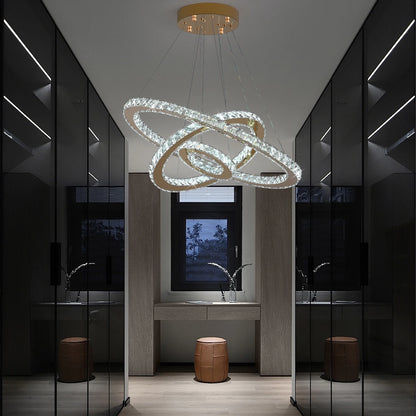 Crystal Pendant Light Living Room Remote Control Gold Chrome Lustre Ceiling Chandeilers Lamp for Bedroom Home Decoration Luminai