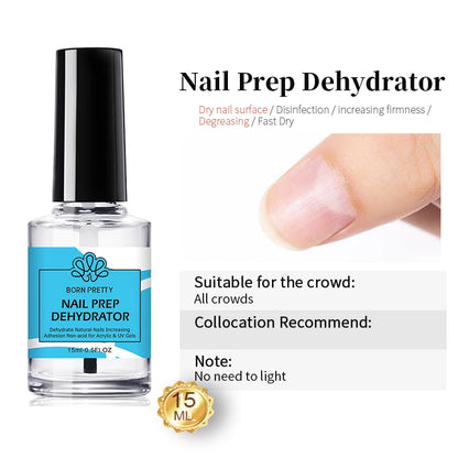 BORN PRETTY 15ml Nail Primer Nail Prep Dehydrate Base Top Coat Gel Nail Polish No Need Of UV LED Lamp Nail Art Varnish Manicure