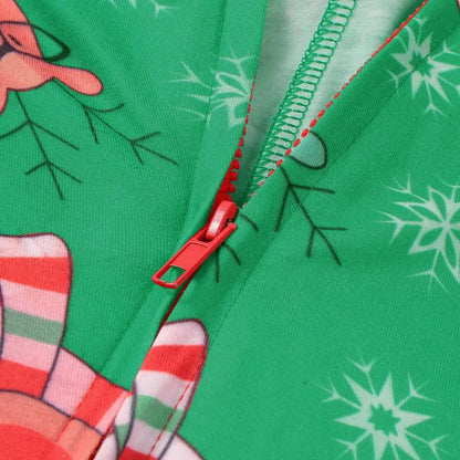 Christmas Family Matching Onesie - Elk Print Hooded Jumpsuit Pyjamas for Mom Dad Kids