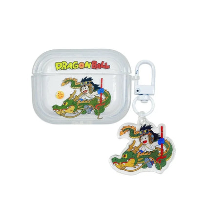 Dragon Ball Z Son Goku Anime Transparent Earphone Case for Airpods 4 1 2 3 Pro 2 Protective Shell with Pendant Headphone Cover