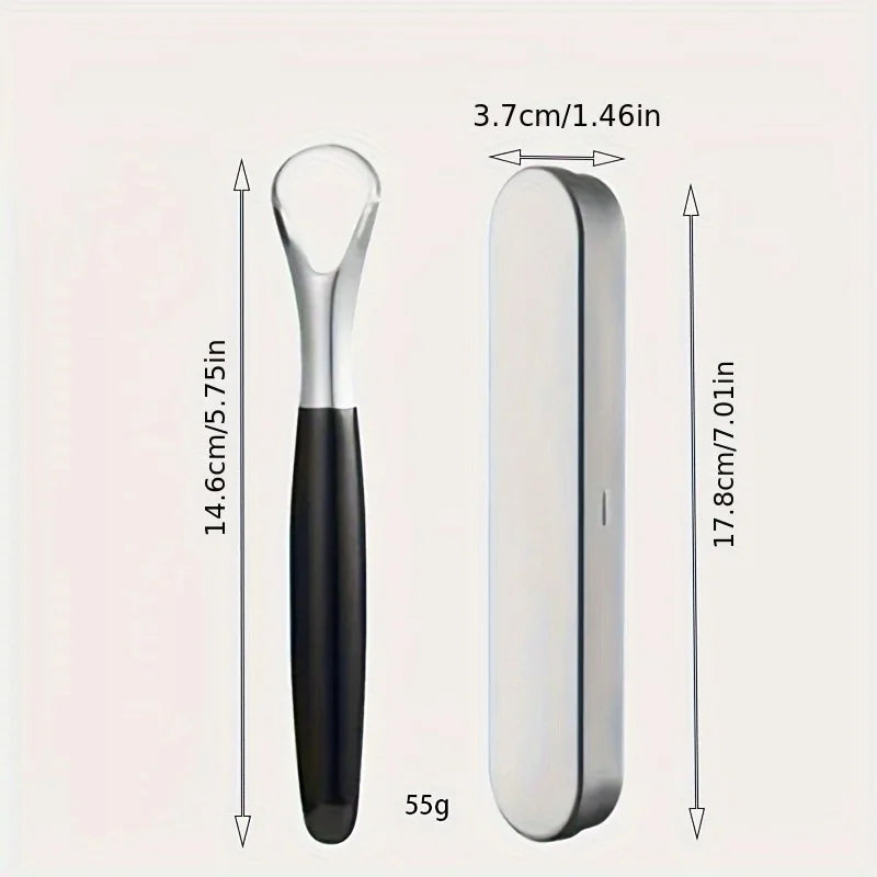 A Stainless Steel Tongue Scraper Designed to Bad Breath, This Reusable Oral Hygiene Tool Serves As a Tongue Cleaning Beauty