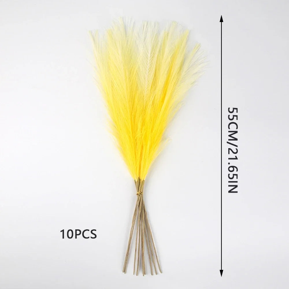 10pcs Artificial Pampas Grass Decor Flowers Fake Plant Reed forDIY Floral Table Arrange Flower Wedding Home Christmas Decoration