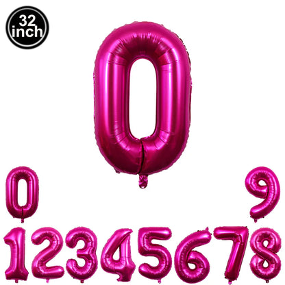32inch Hot Pink Rose Foil Number Balloons Girls Birthday Pink Large Number Balloon Birthday Wedding Baby Shower Party Decor