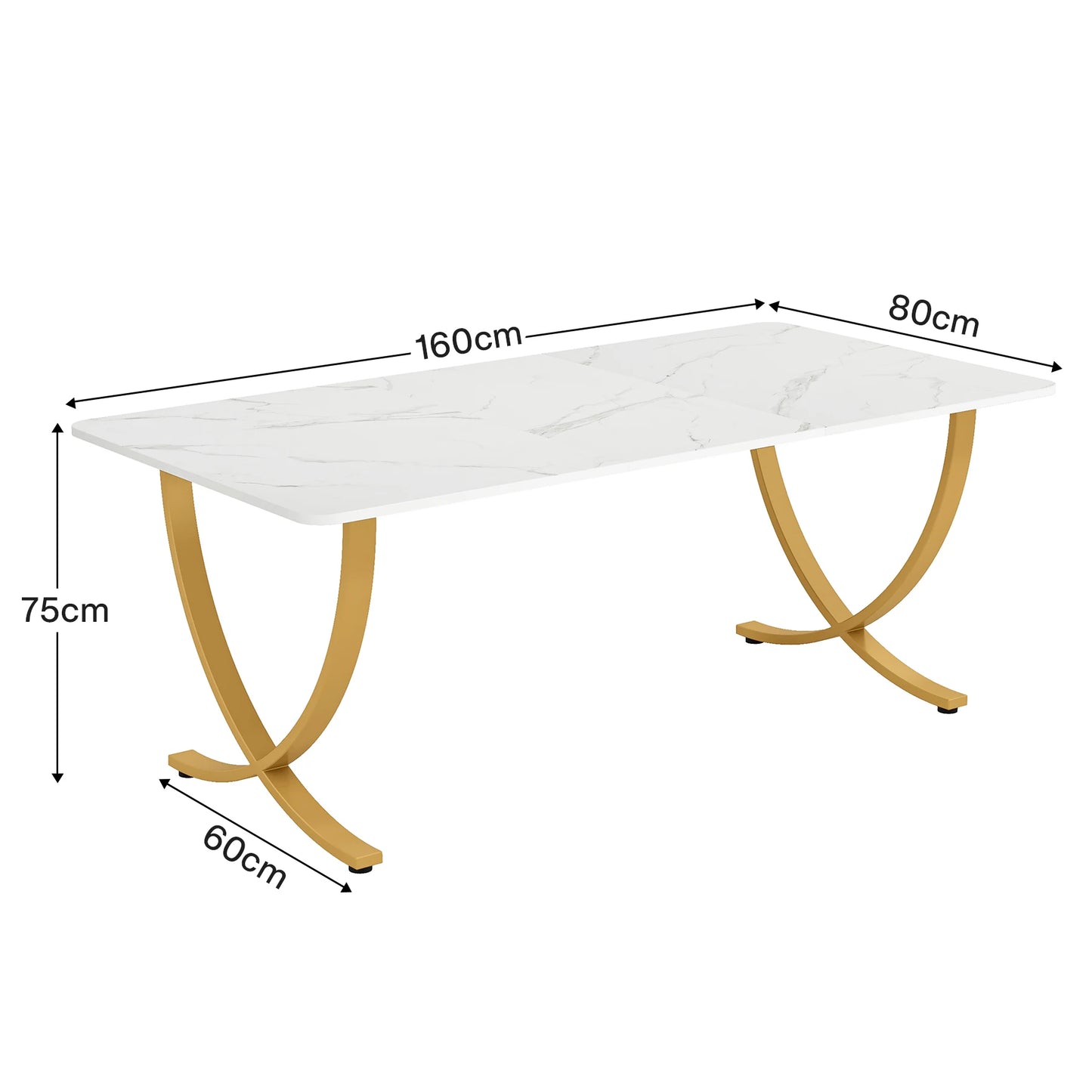 Tribesigns 63-Inch Rectangular Dining Table for 4 to 6, Modern Kitchen Table with Faux Marble Table Top, White Dinner Tables