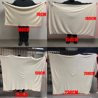 Light luxury Solid Color Multifunctional Rabbit Velvet Blanket Winter Thick Warm Flannel Used For Bedroom Living Room Blanket