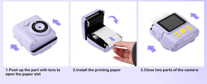 Kids Digital Camera 2.4" 1080P HD Video Camera Portable Instant Print Camera with 32GB Card, Birthday Gift for Boys Girls 3-12