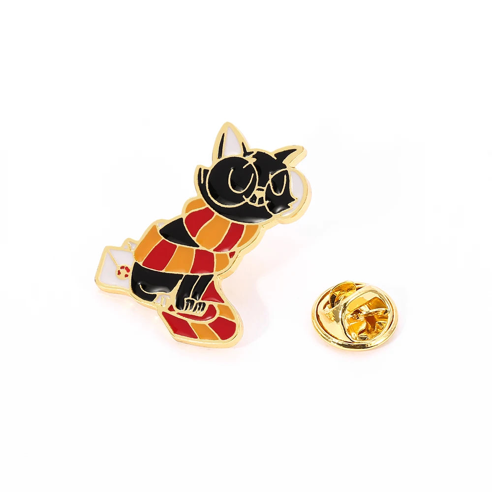 Kawaii Harry Potter Wizard Cat Brooch Fashion Metal Enamel Lapel Pin Clothing Backpack Bagde for Women Party Gifts Accessories